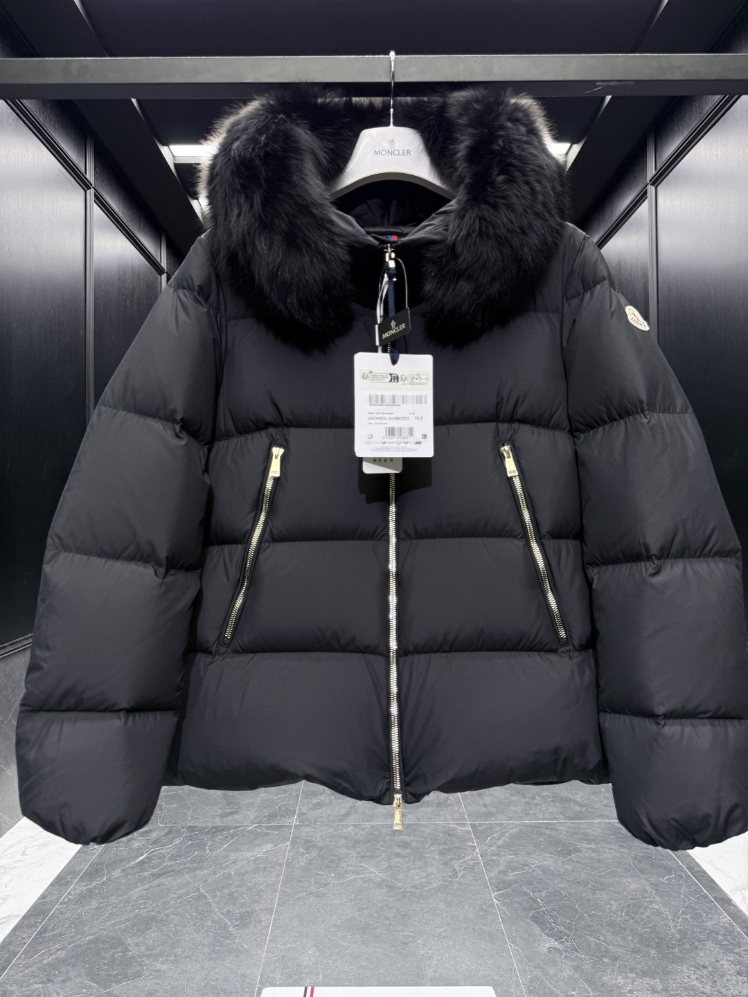 Moncler Female Jacket Wool Black Hooded S-m-l