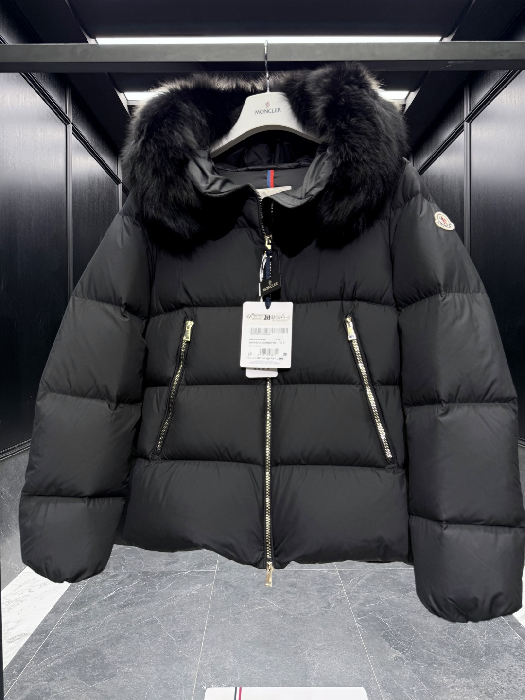 Moncler Female Jacket Wool Black Hooded S-m-l