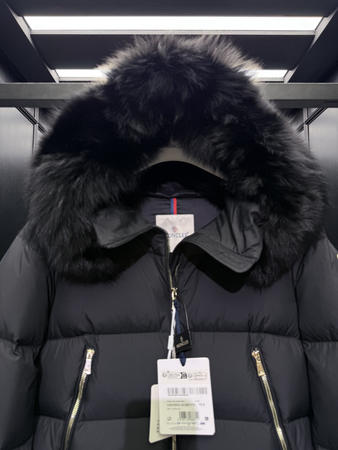 Moncler Female Jacket Wool Black Hooded S-m-l