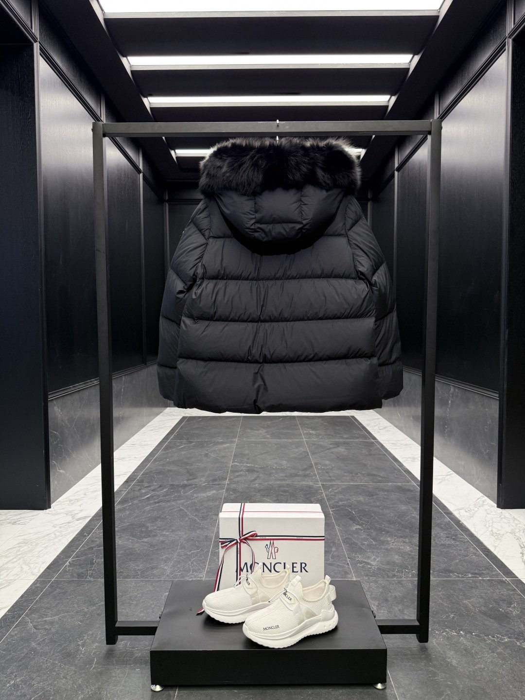 Moncler Female Jacket Wool Black Hooded S-m-l