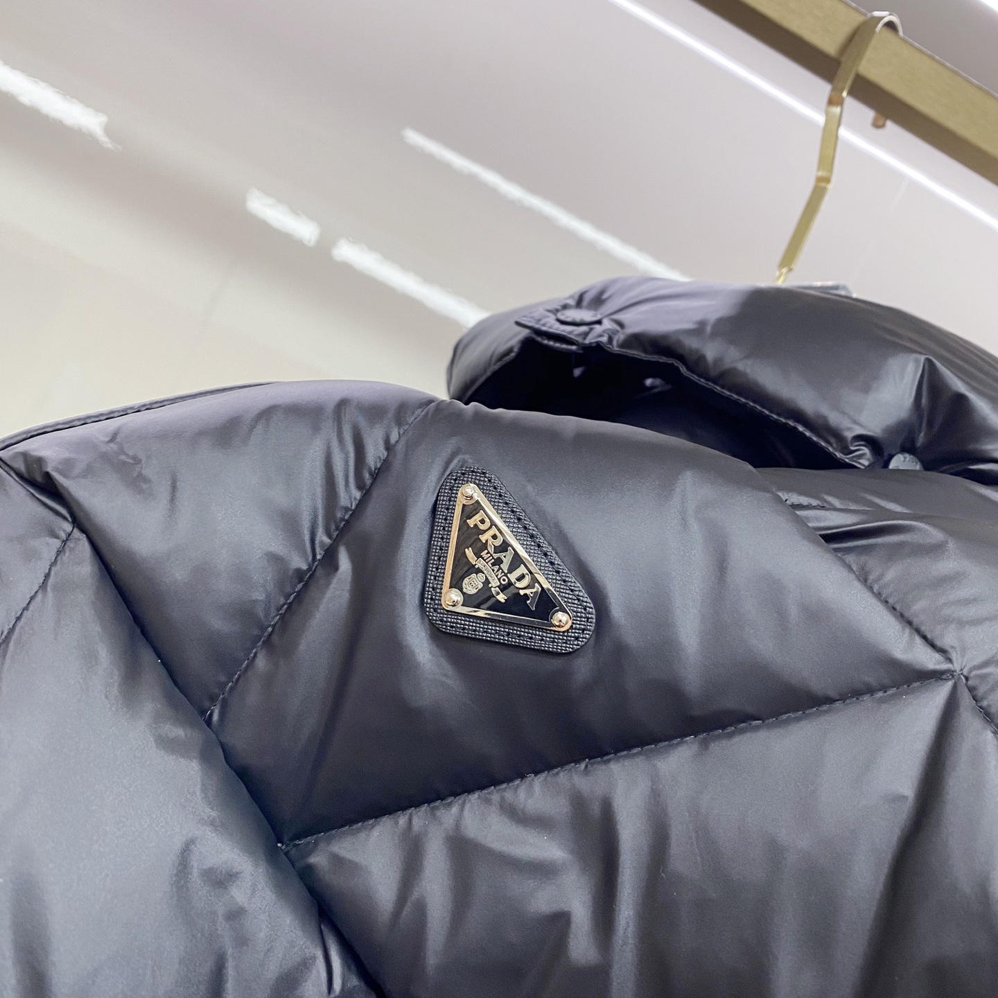 Prada Down Jacket White Duck Down Black Hooded 54-48-56-50-52