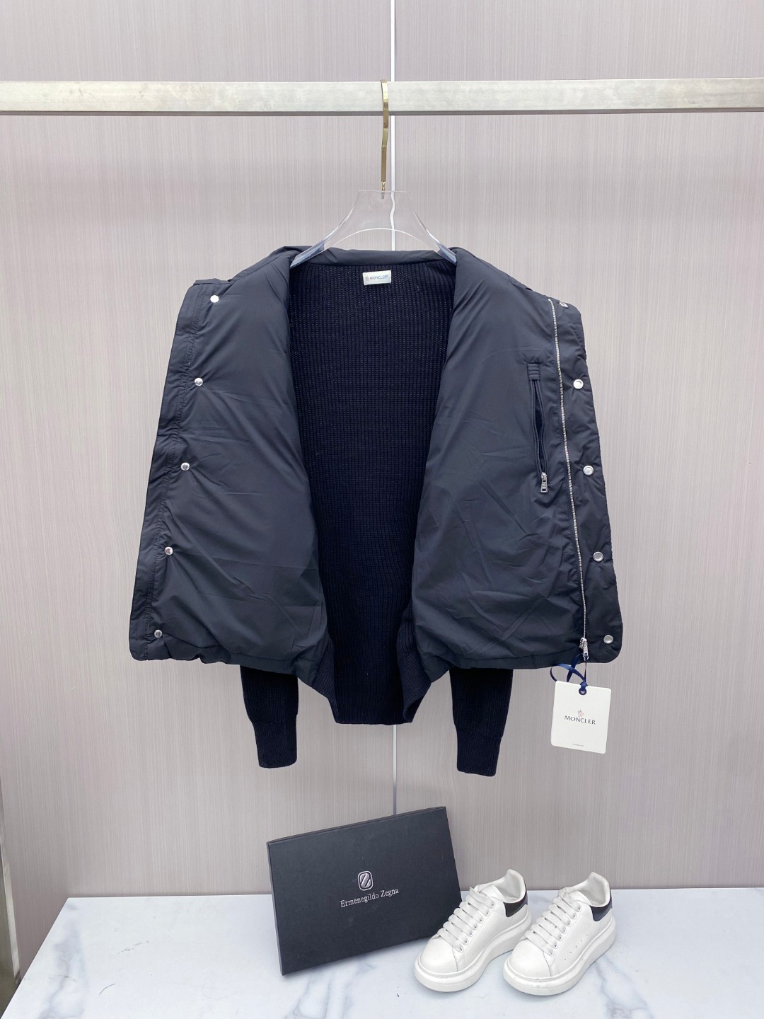 Moncler Down Jacket Knitted Black M-l