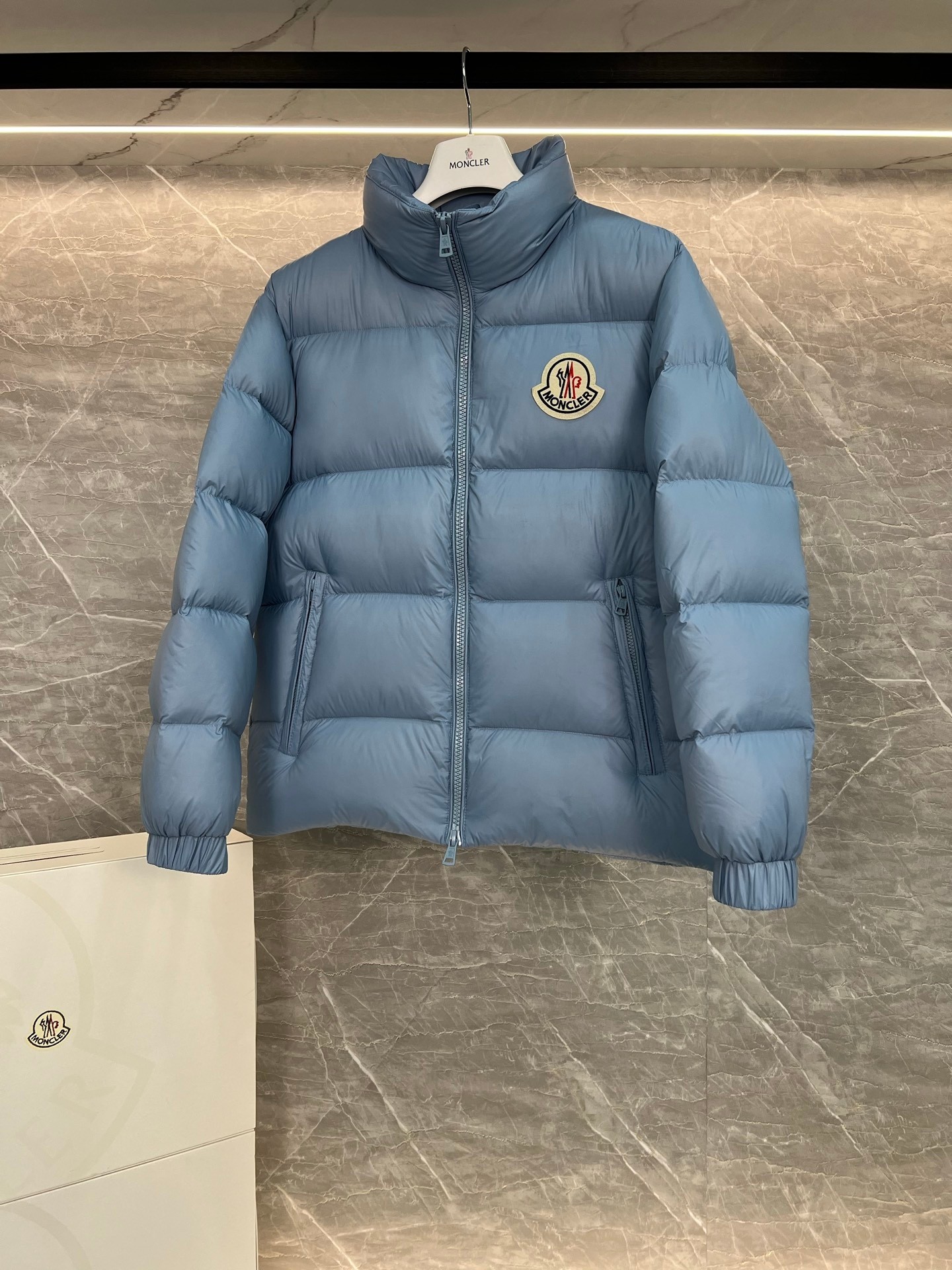 Moncler Couple Down Jacket White Duck Down Blue M-l-xl