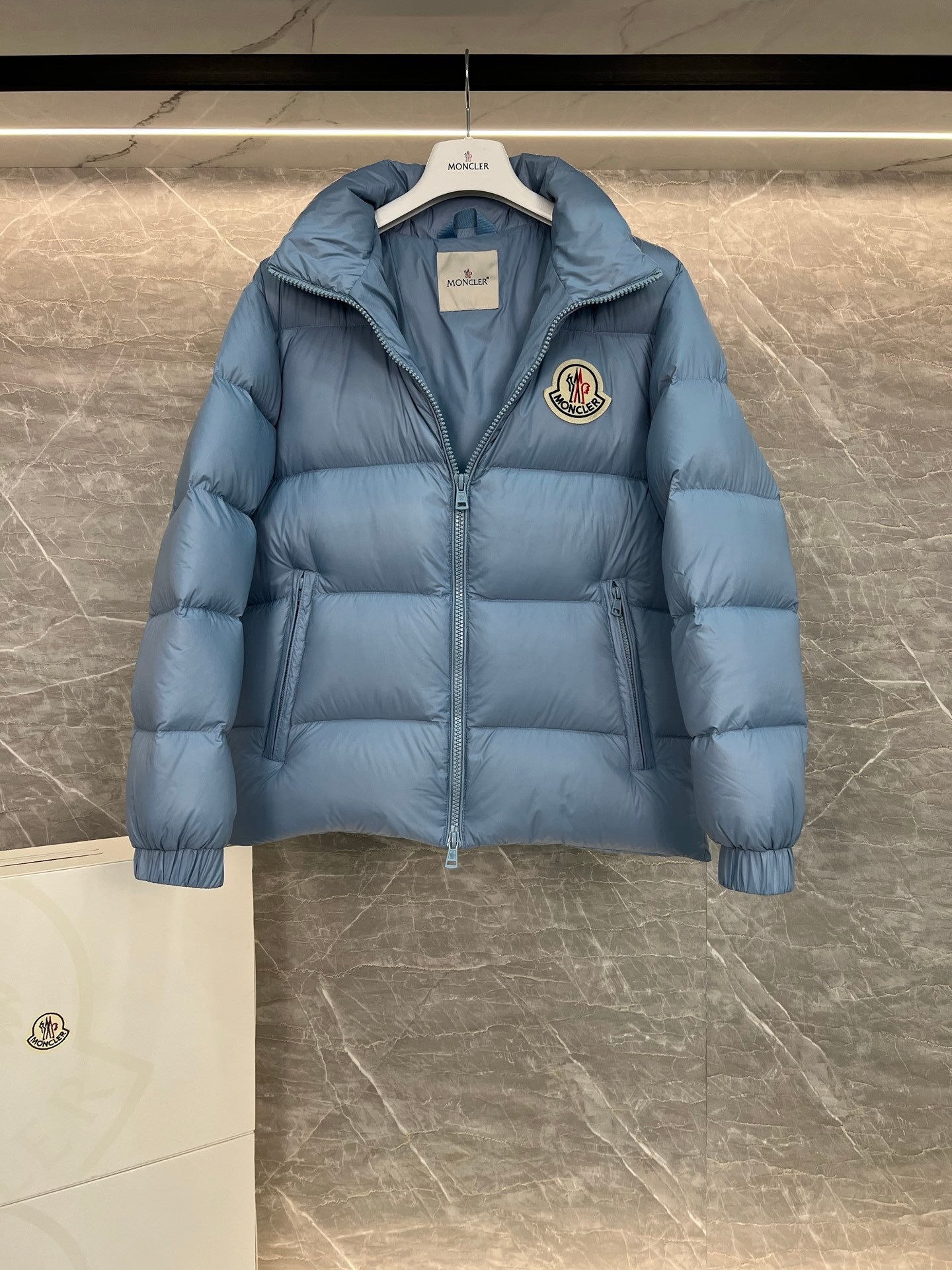 Moncler Couple Down Jacket White Duck Down Blue M-l-xl