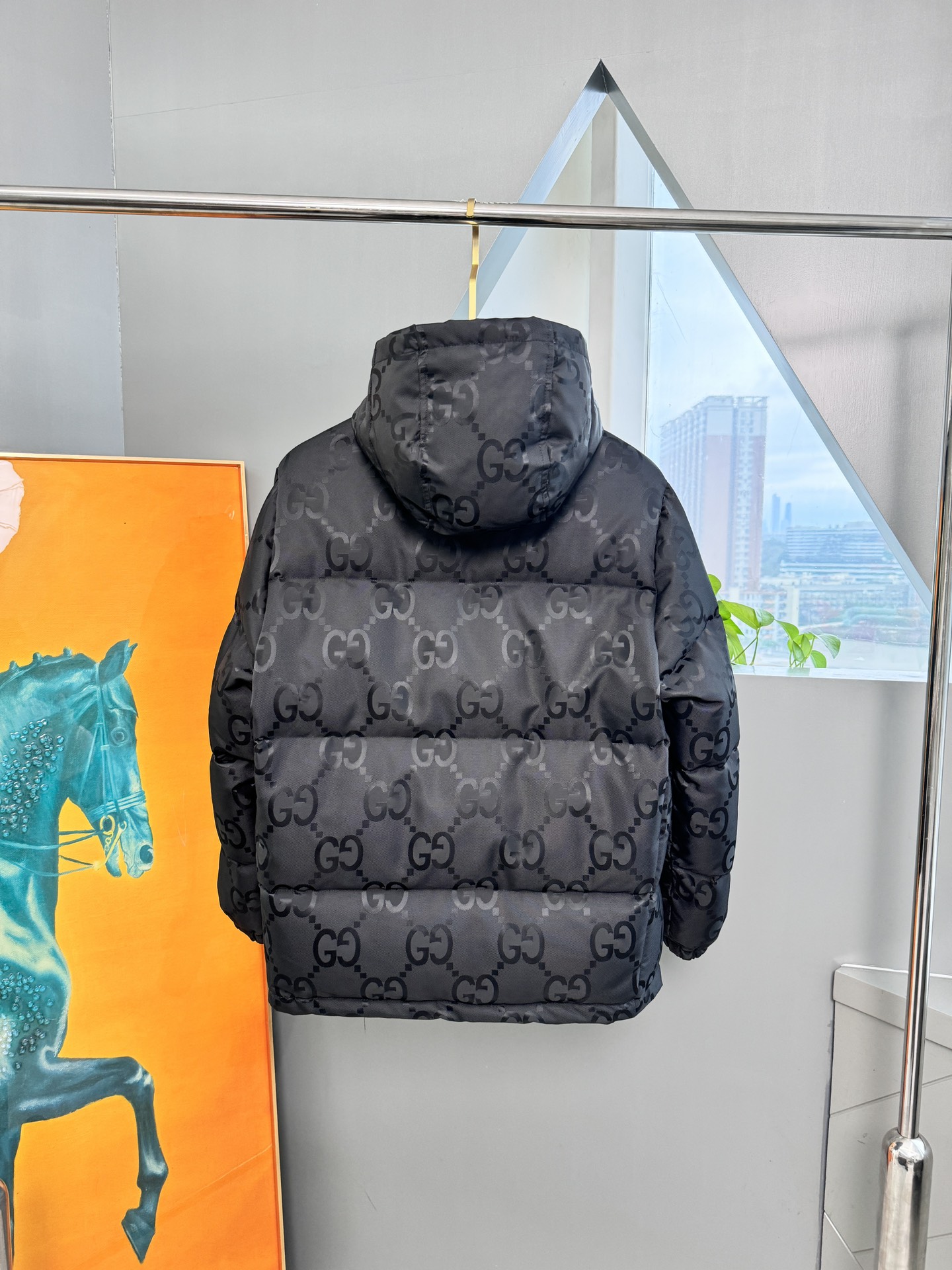Gucci Couple Down Jacket White Duck Down Black Hooded M-l-xl