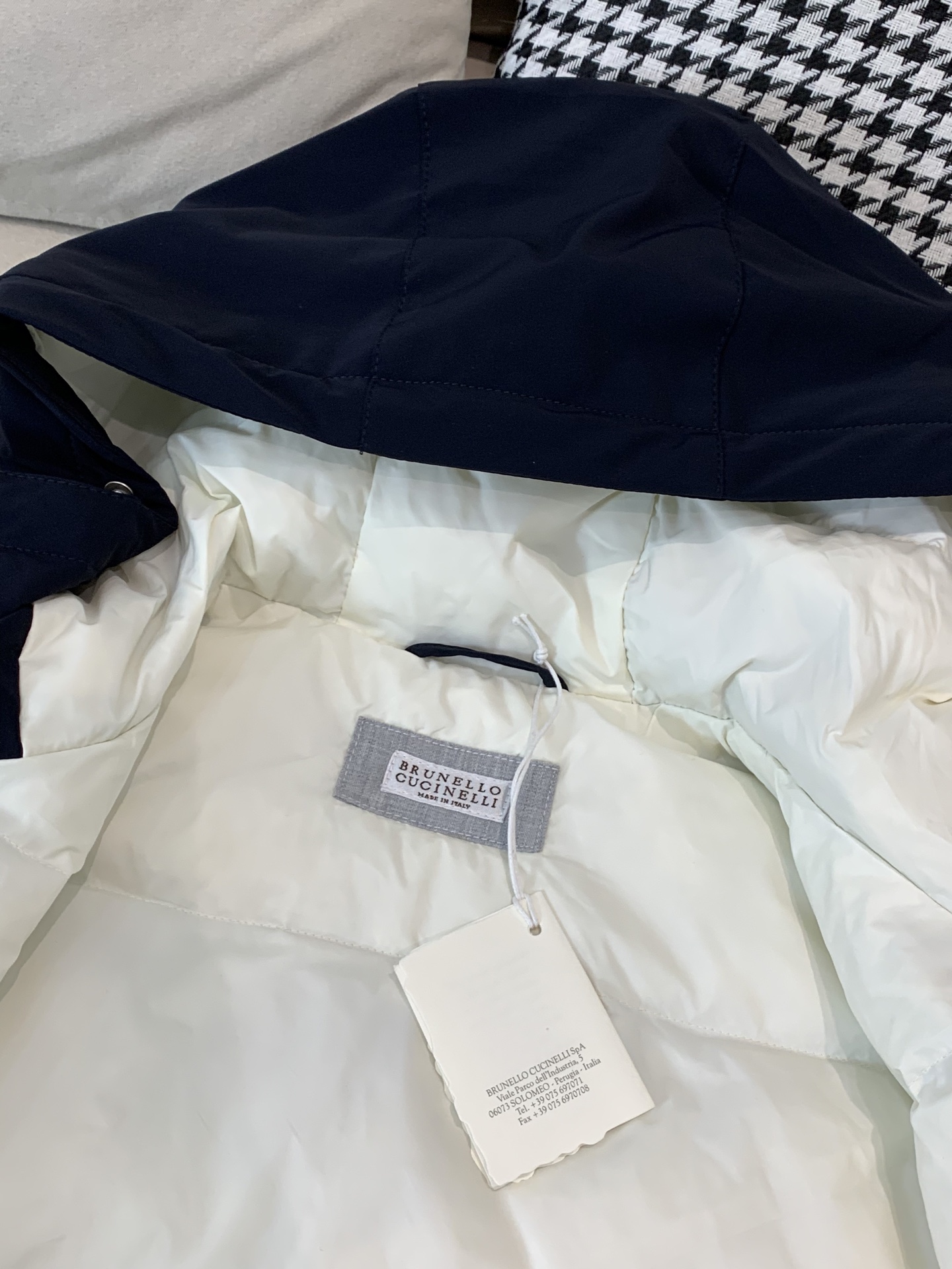 Brunello Cucinelli Down Vest Blue Hooded L