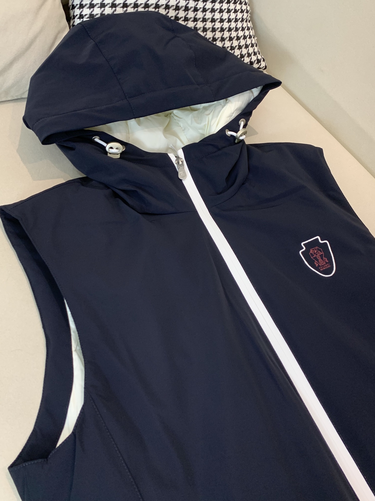 Brunello Cucinelli Down Vest Blue Hooded L