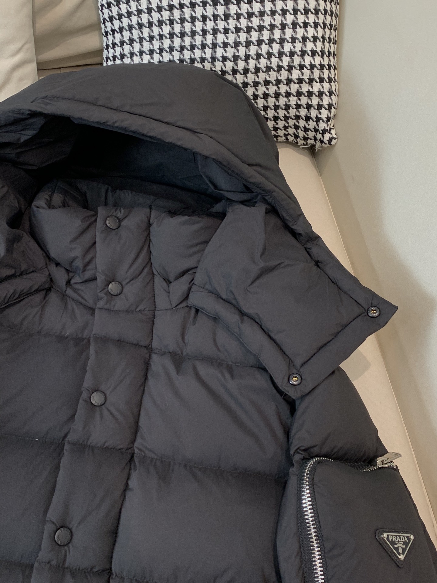 Prada Male Down Jacket Black Hooded S