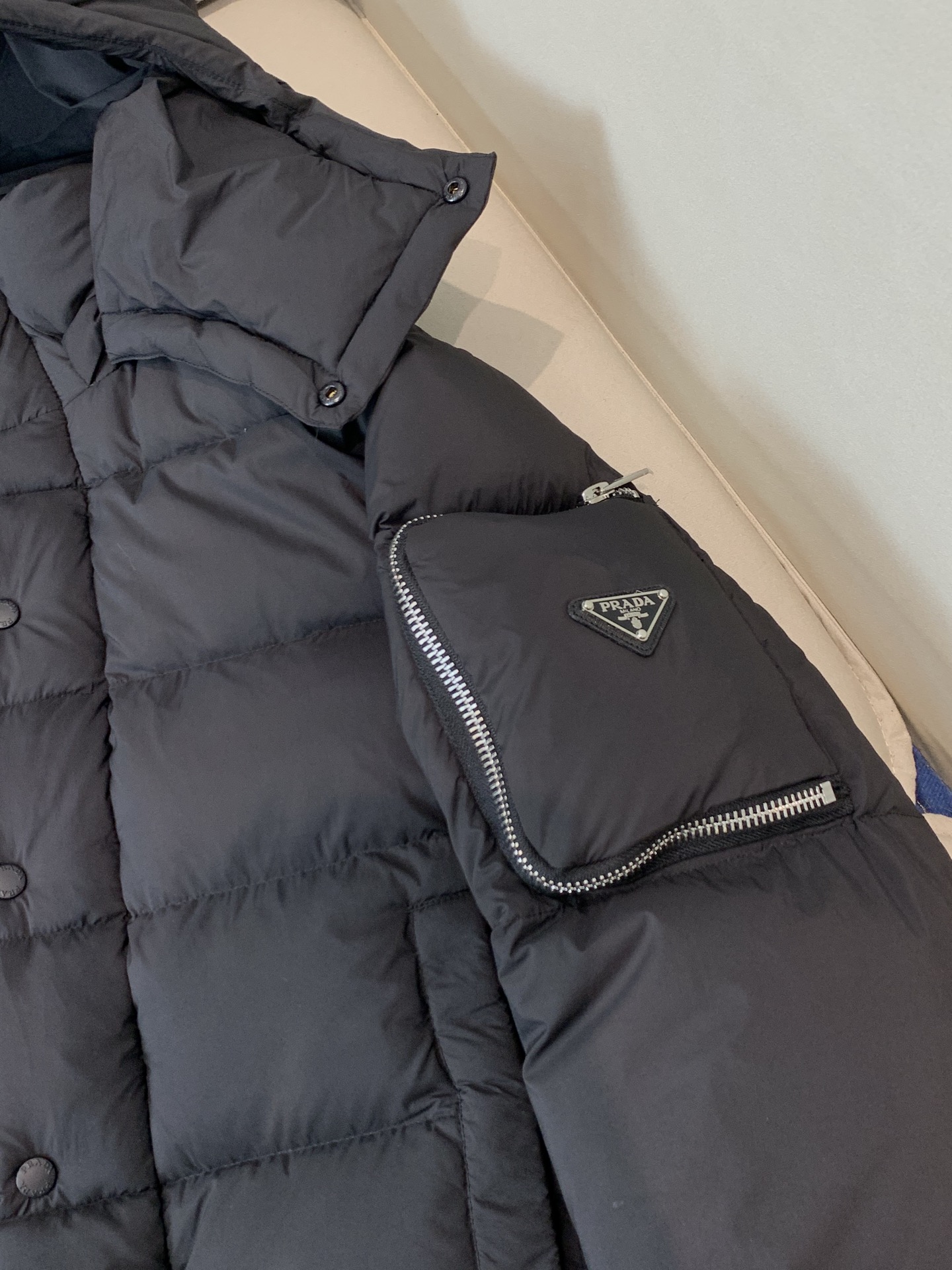 Prada Male Down Jacket Black Hooded S