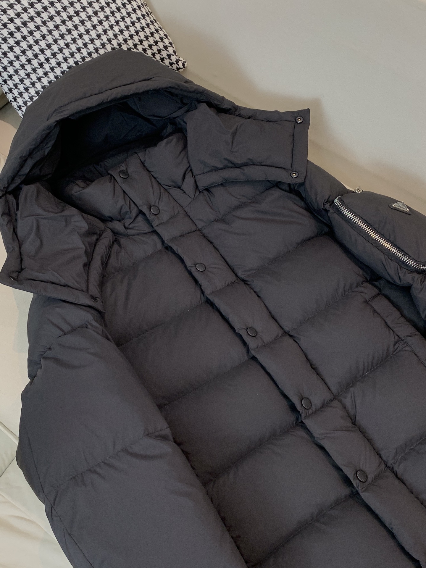 Prada Male Down Jacket Black Hooded S