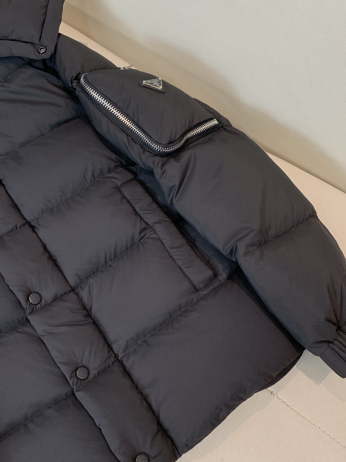 Prada Male Down Jacket Black Hooded S