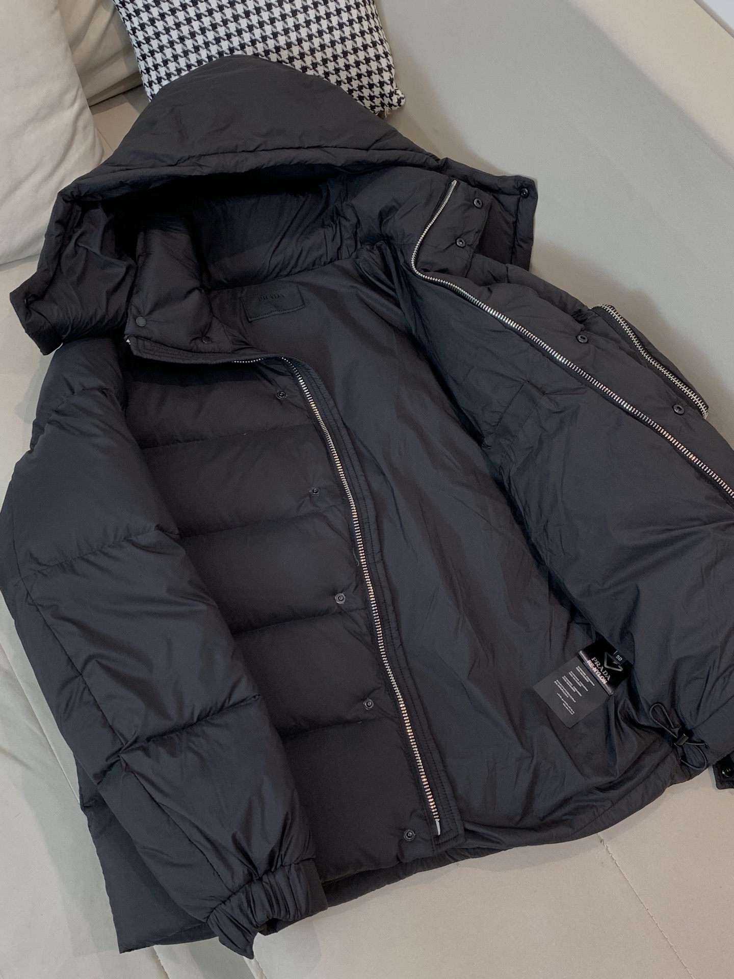 Prada Male Down Jacket Black Hooded S