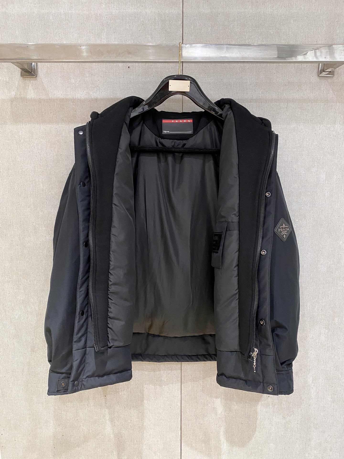 Prada Down Jacket Goose Down Black S-m-xxxl