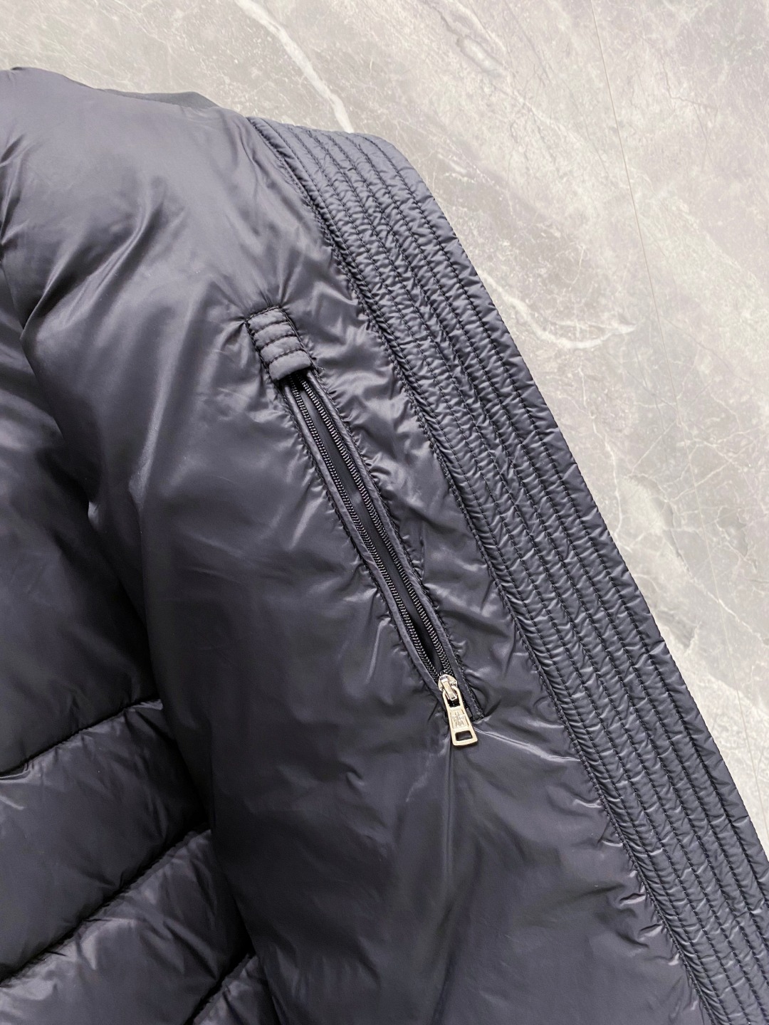 Moncler Down Jacket Knitted Black Hooded M-l