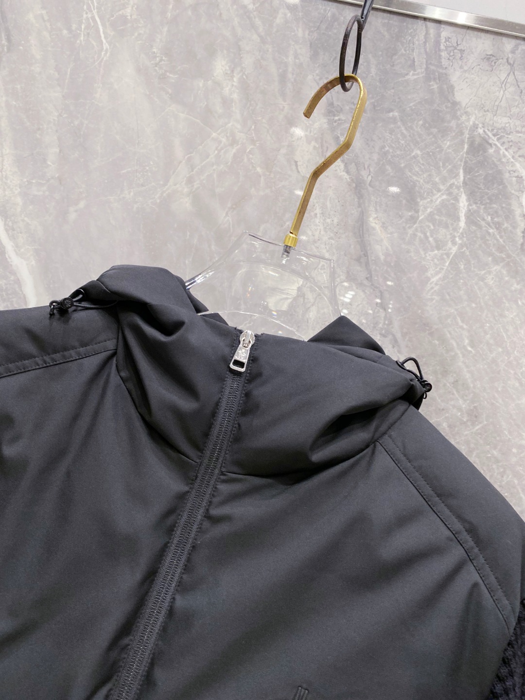 Moncler Down Jacket Knitted Black Hooded M-l