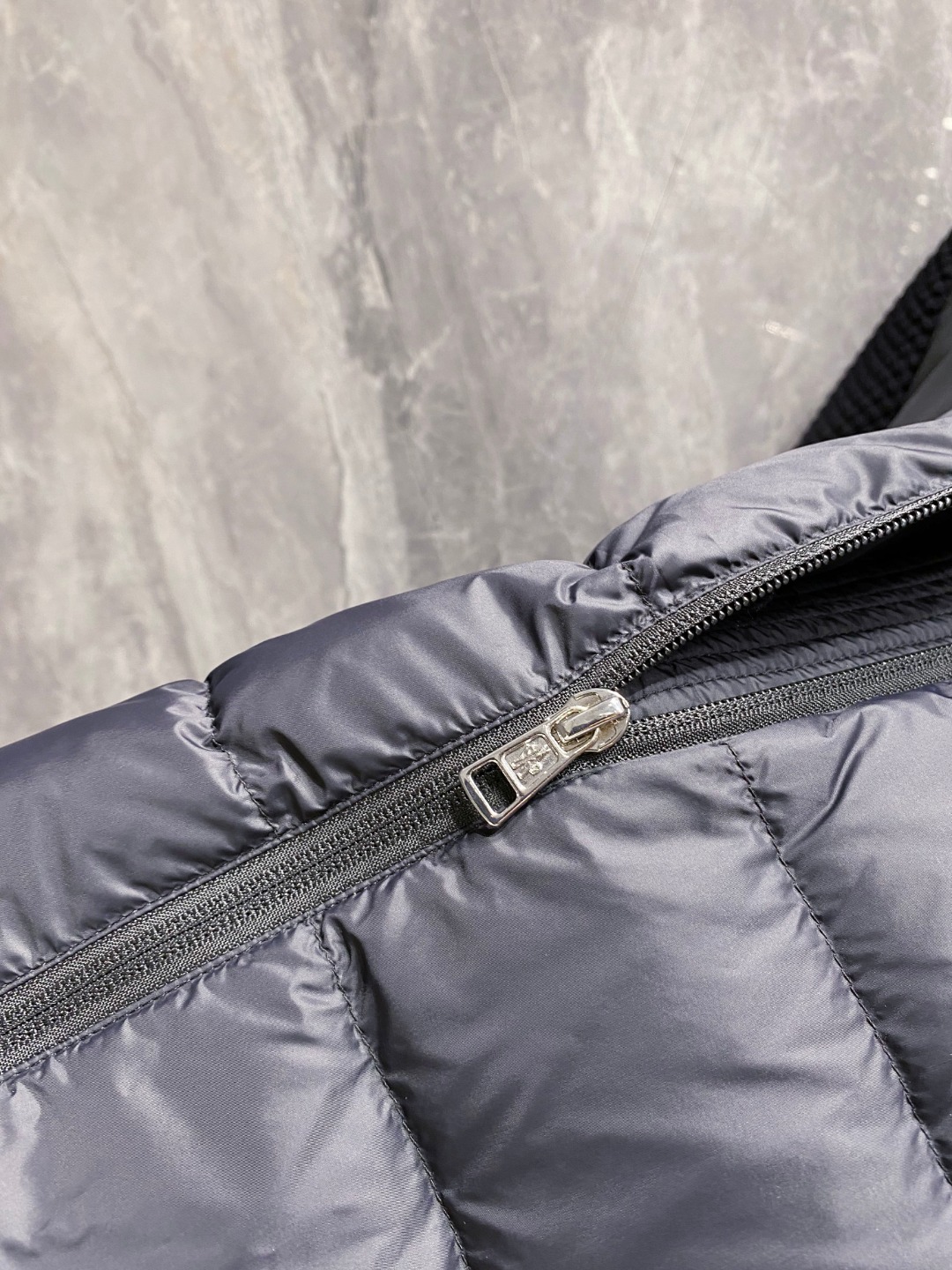 Moncler Down Jacket Knitted Black Hooded M-l