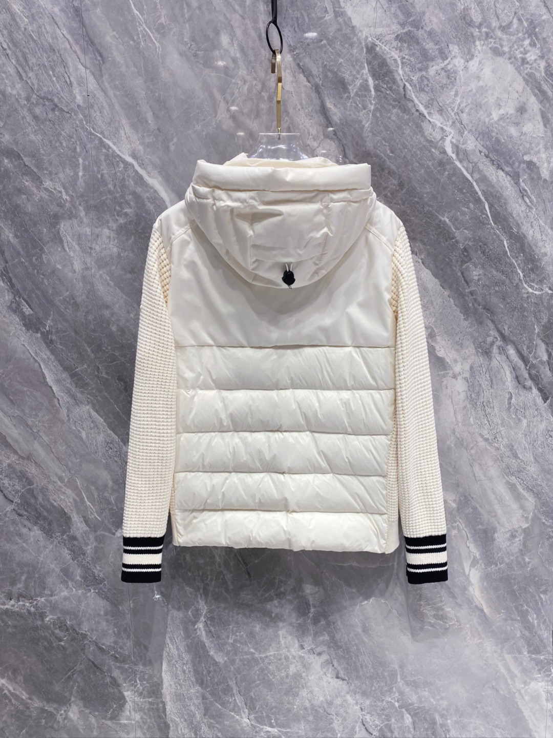 Moncler Down Jacket Knitted Black Hooded M-l