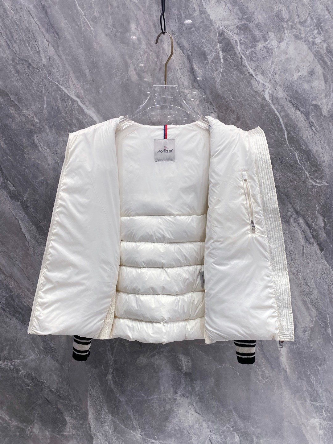 Moncler Down Jacket Knitted Black Hooded M-l