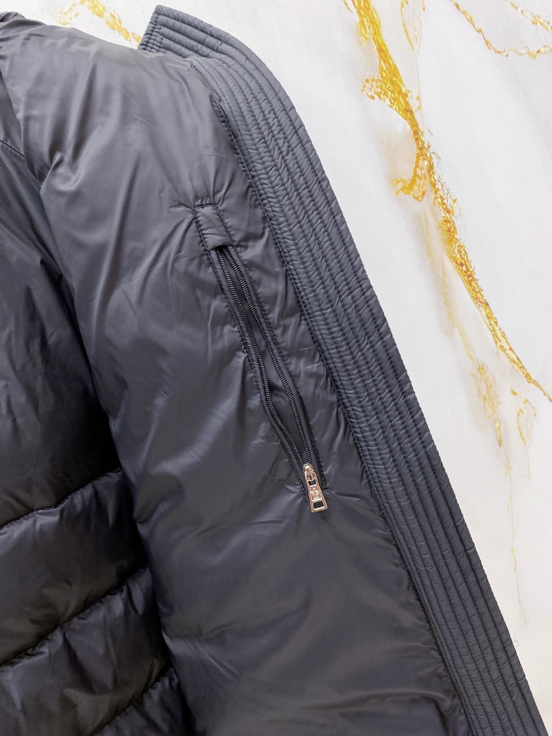 Moncler Down Jacket Knitted Black Hooded M-l