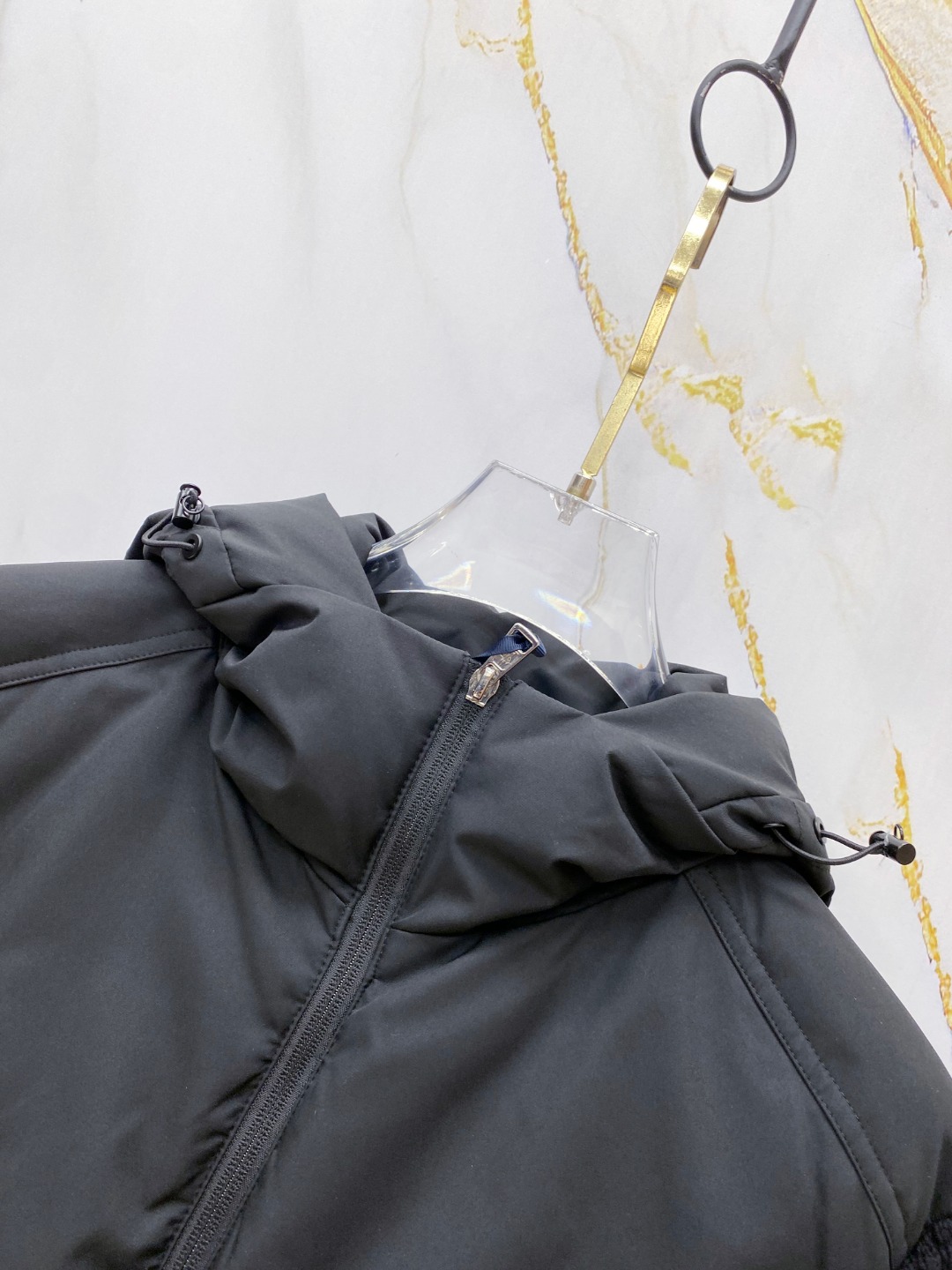 Moncler Down Jacket Knitted Black Hooded M-l