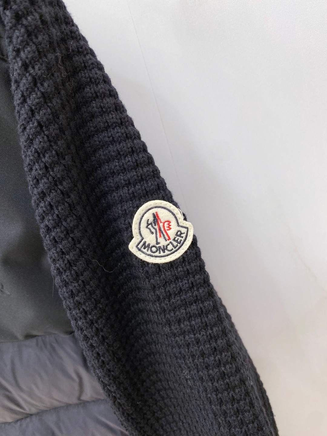 Moncler Down Jacket Knitted Black Hooded M-l