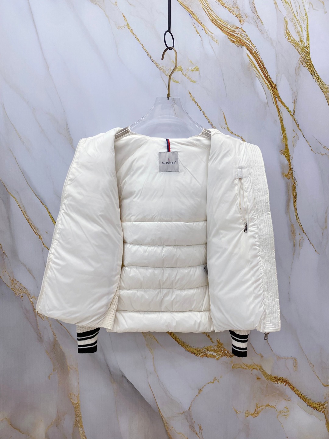 Moncler Down Jacket Knitted Black Hooded M-l