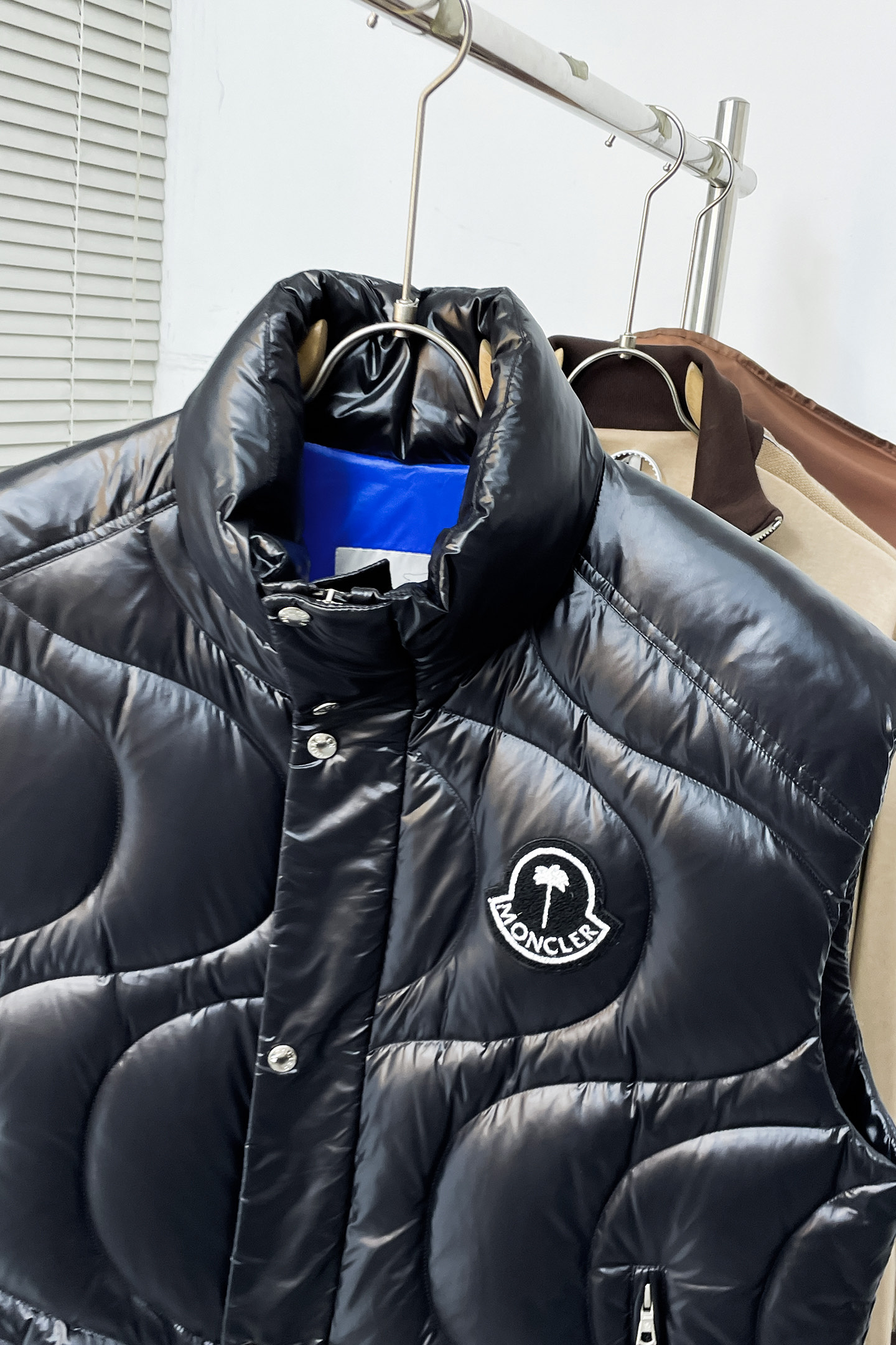 Moncler Male Basic Clothing White Duck Down Black Slim Fit M-l-xl