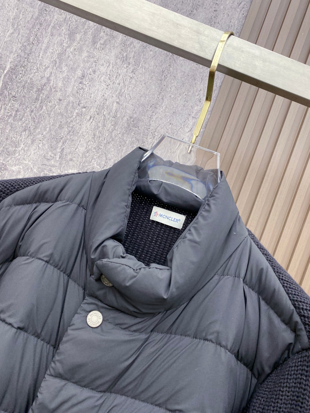 Moncler Down Jacket Knitted Black M-l