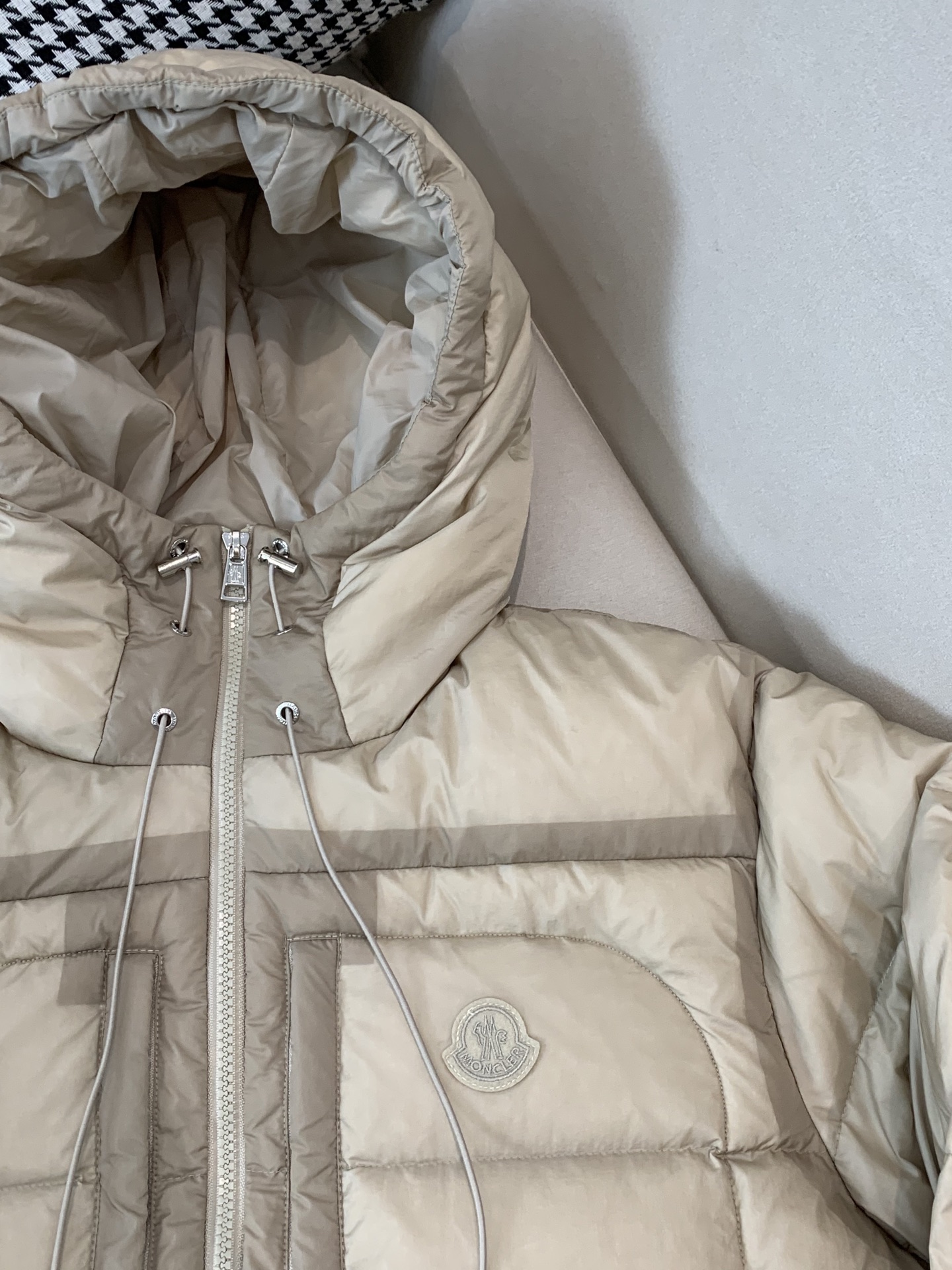 Moncler Couple Down Jacket White Duck Down Black Hooded M-l