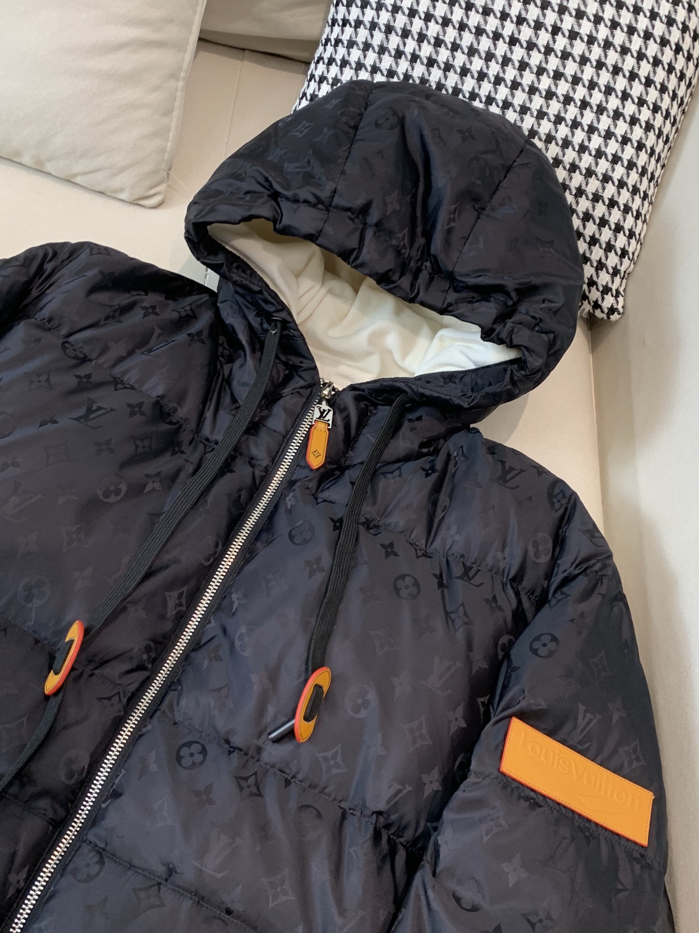 Louis Vuitton Male Down Jacket Black Hooded S-l
