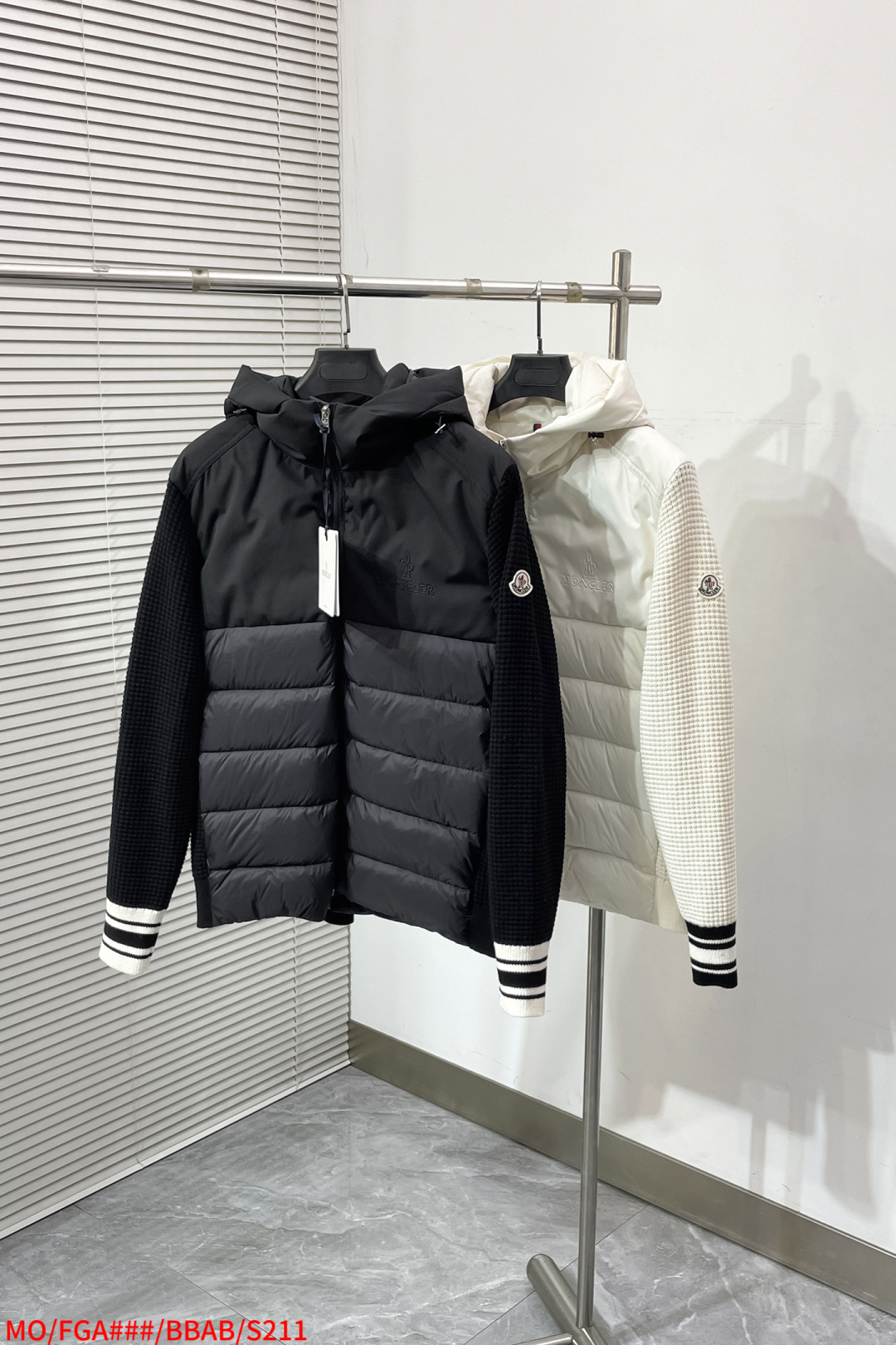 Moncler Down Jacket Knitted Black Hooded S-m-l-xl