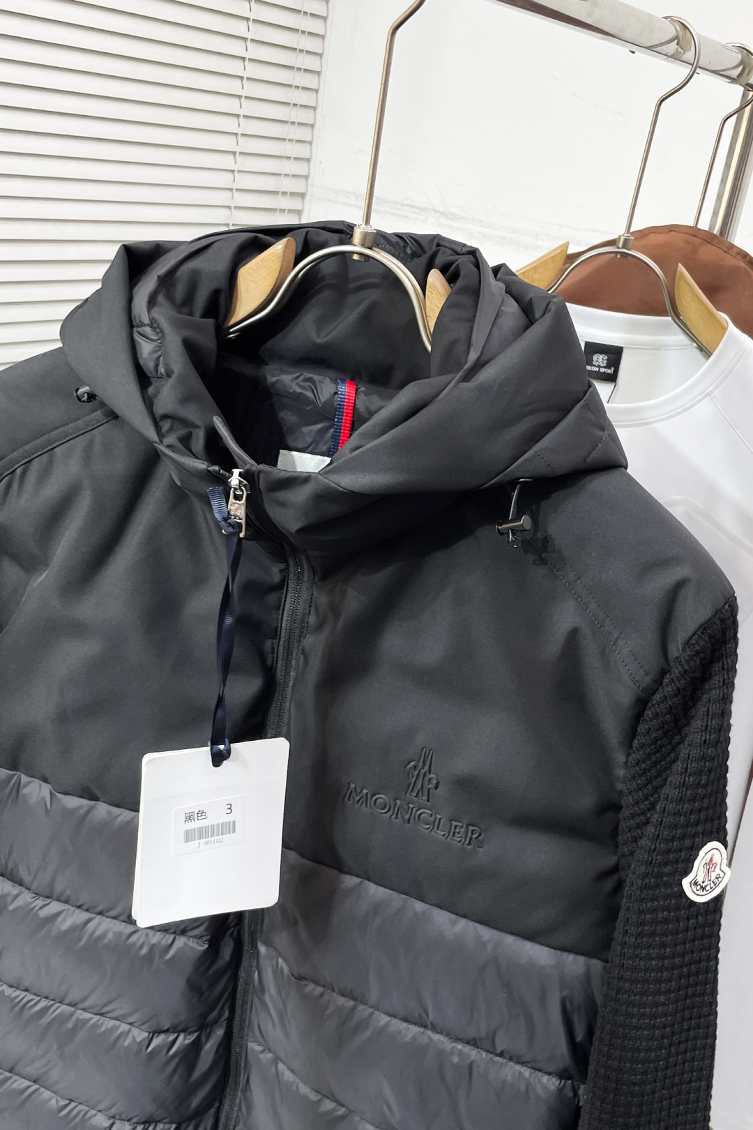 Moncler Down Jacket Knitted Black Hooded S-m-l-xl