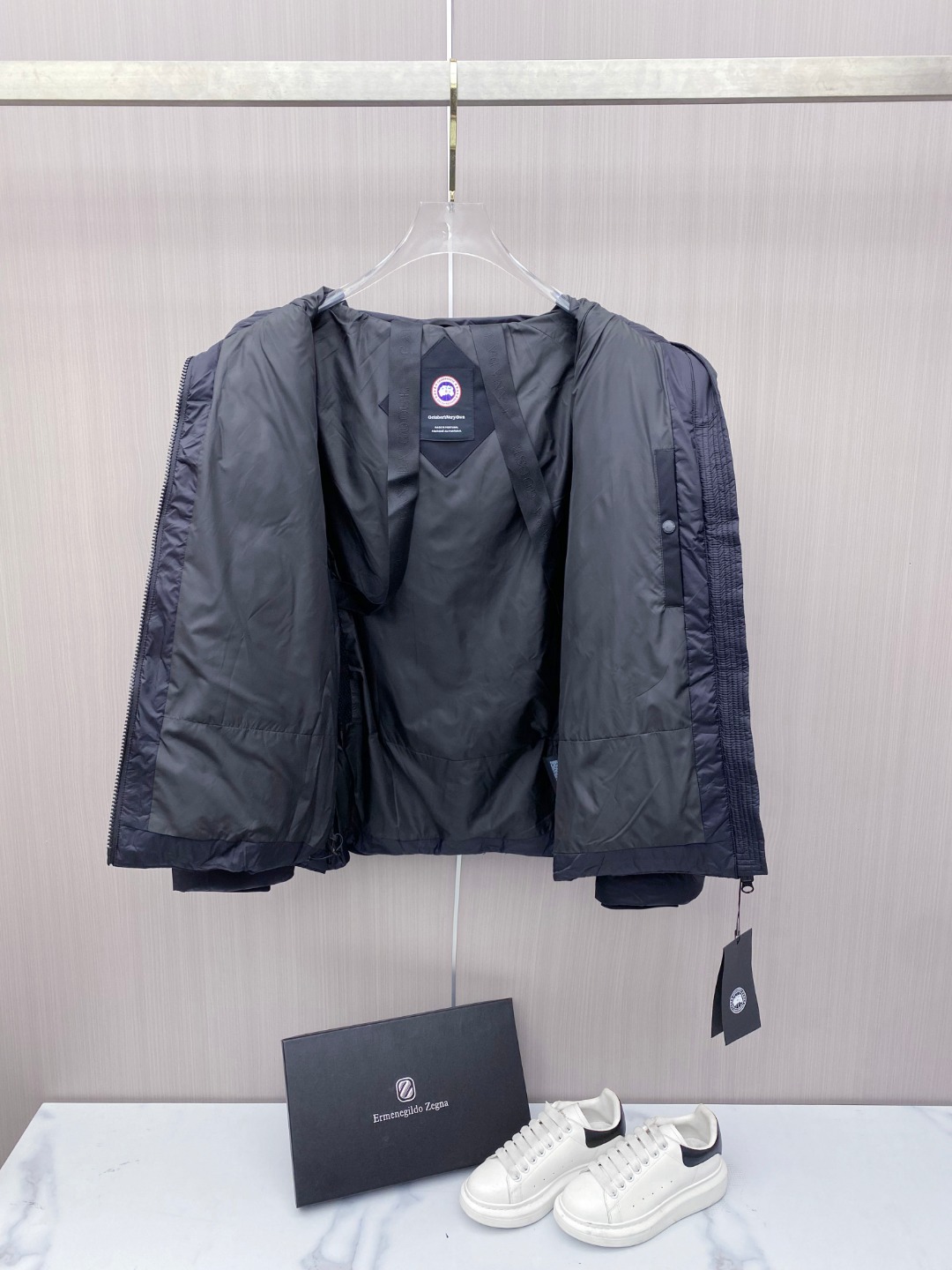 Canada Goose Couple Down Jacket Black Hooded S-l