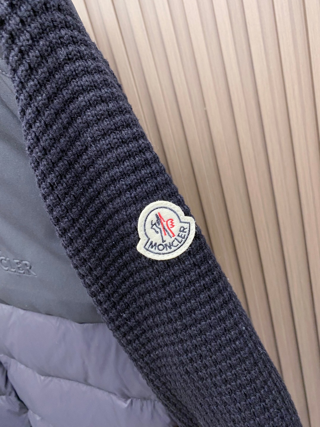Moncler Down Jacket Knitted Black Hooded M-l