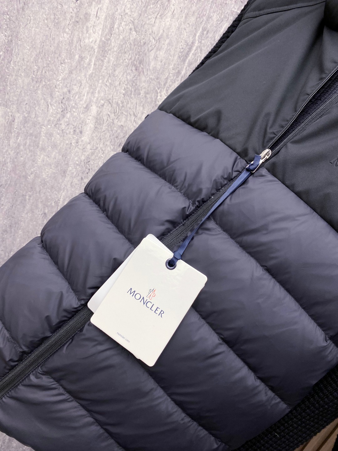 Moncler Down Jacket Knitted Black Hooded M-l