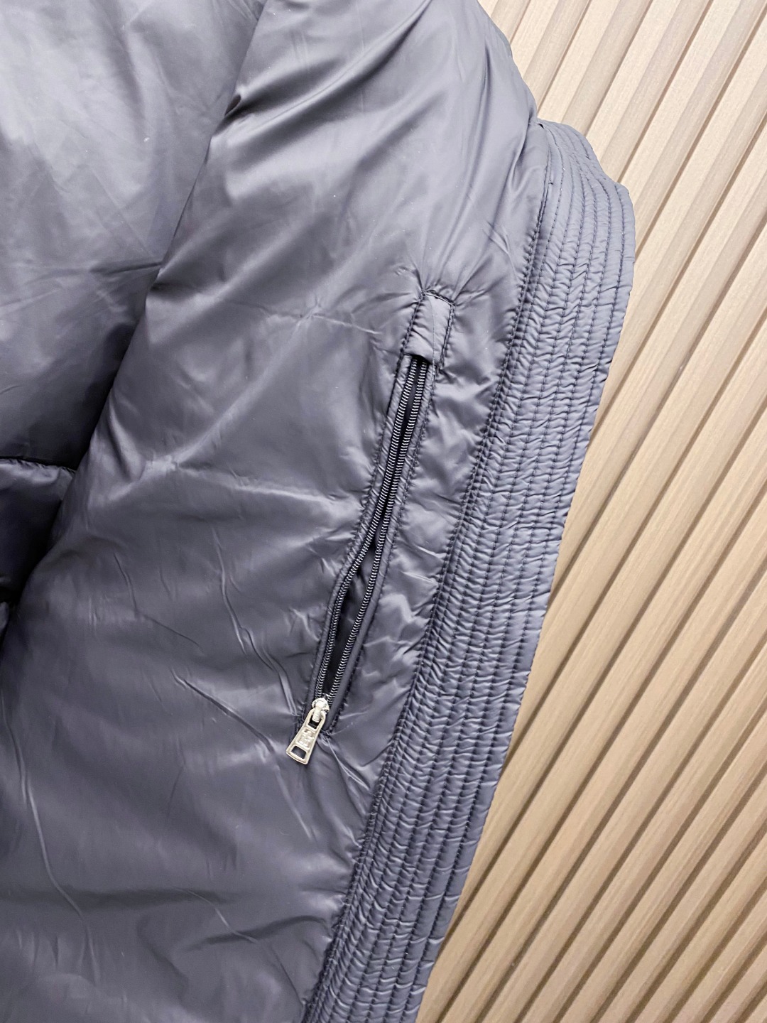 Moncler Down Jacket Knitted Black Hooded M-l