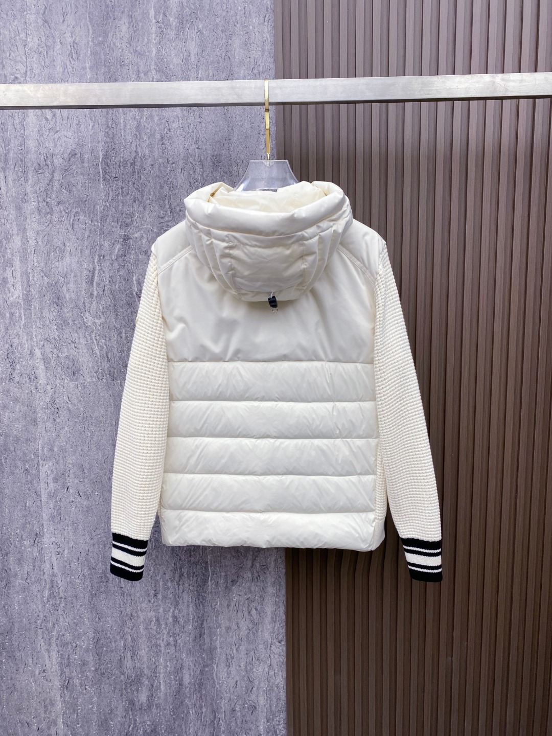 Moncler Down Jacket Knitted Black Hooded M-l