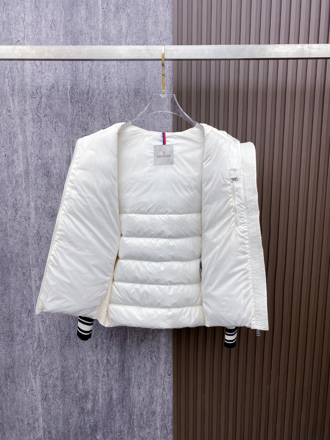 Moncler Down Jacket Knitted Black Hooded M-l