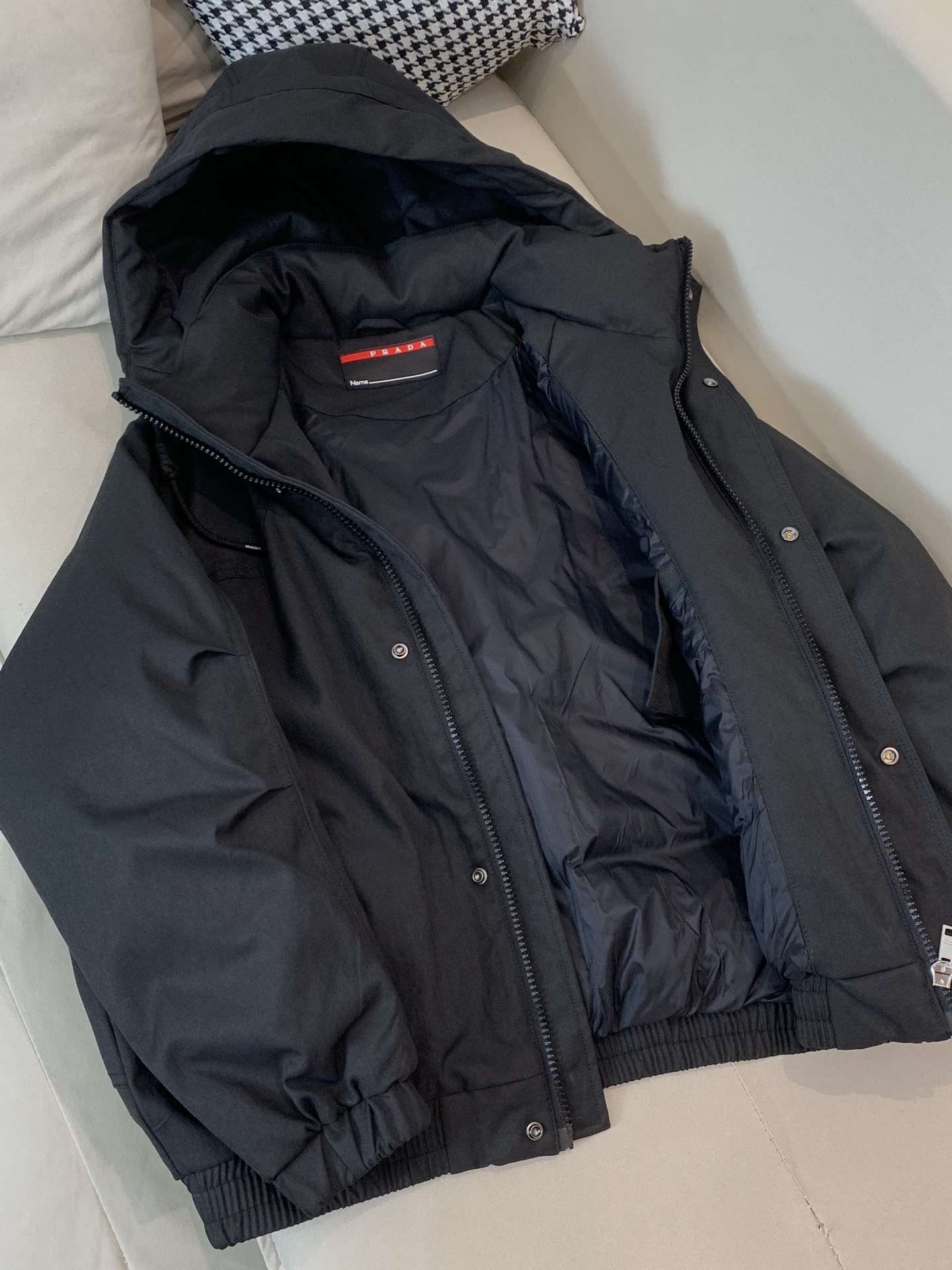 Prada Down Jacket Goose Down Black S-m-xl