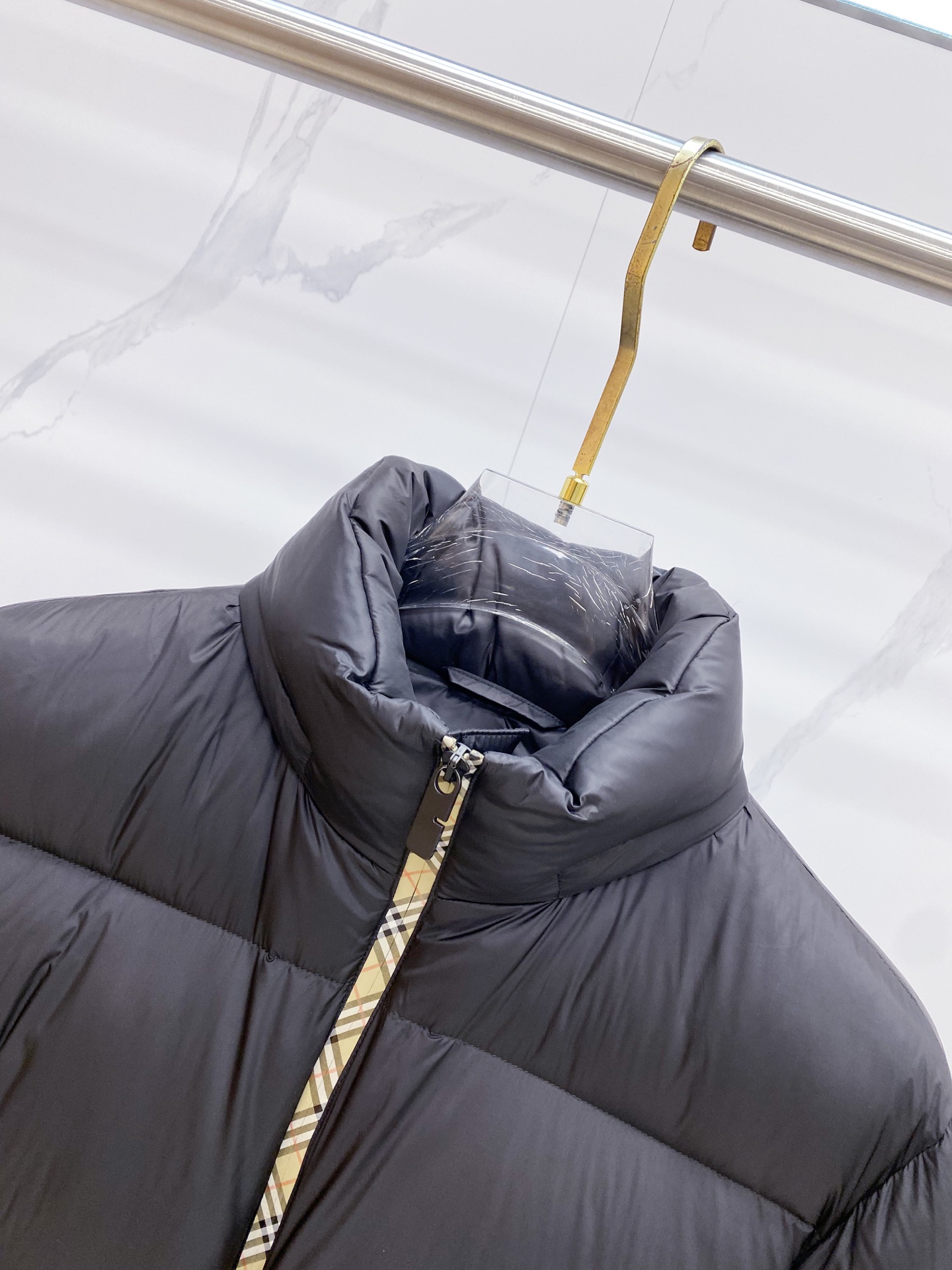 Burberry Down Jacket White Duck Down Plaid