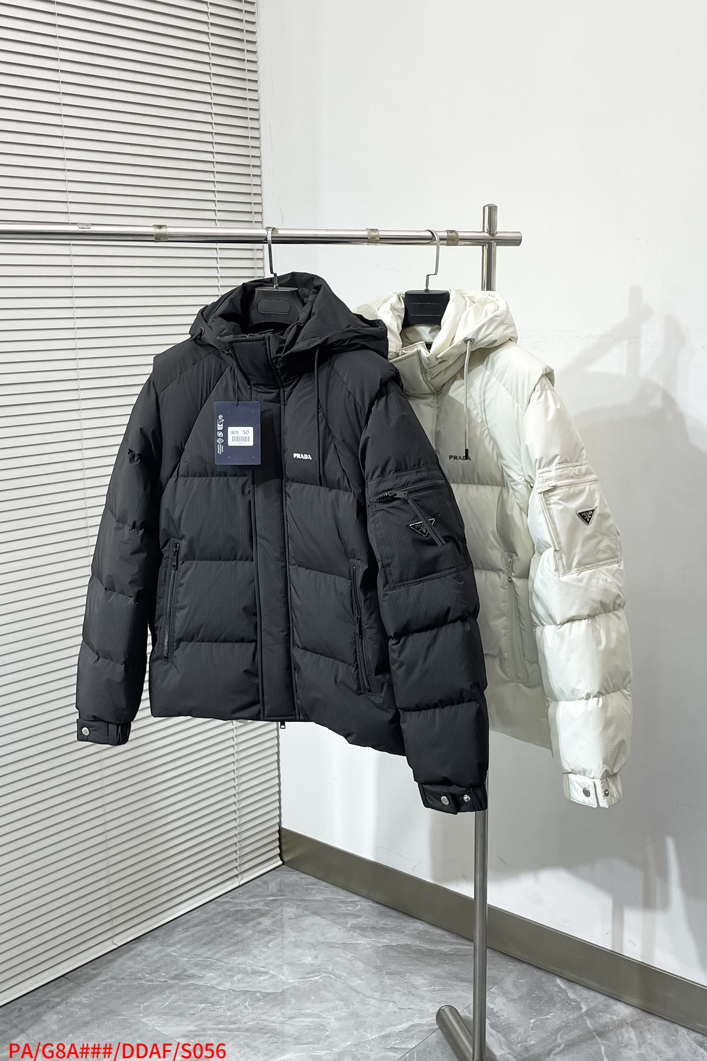 Prada Down Jacket White Duck Down Black S-m-xl
