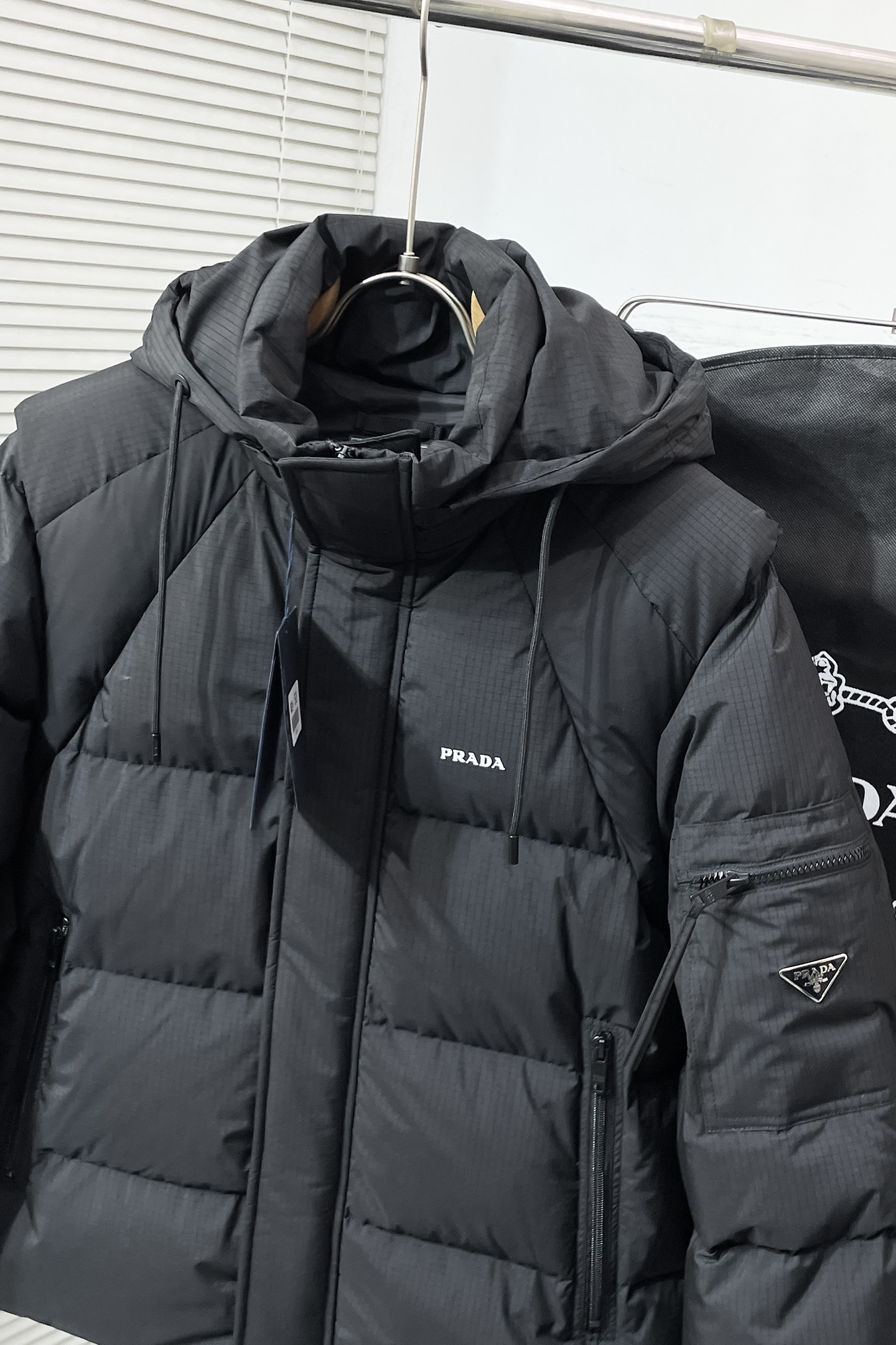 Prada Down Jacket White Duck Down Black S-m-xl