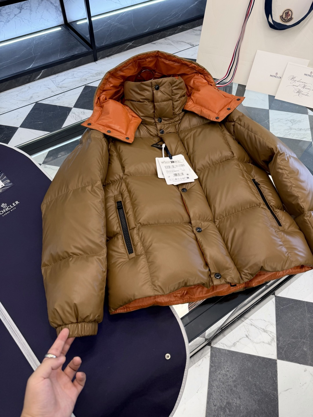 Moncler Jacket Brown Hooded M-l