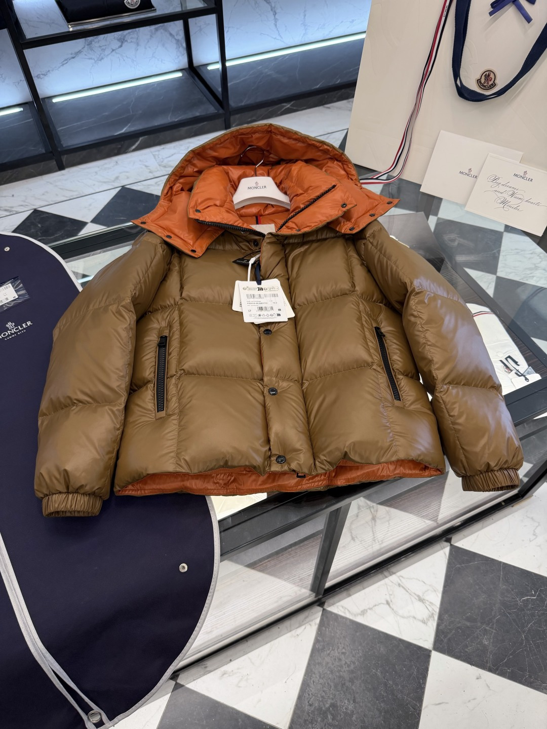 Moncler Jacket Brown Hooded M-l