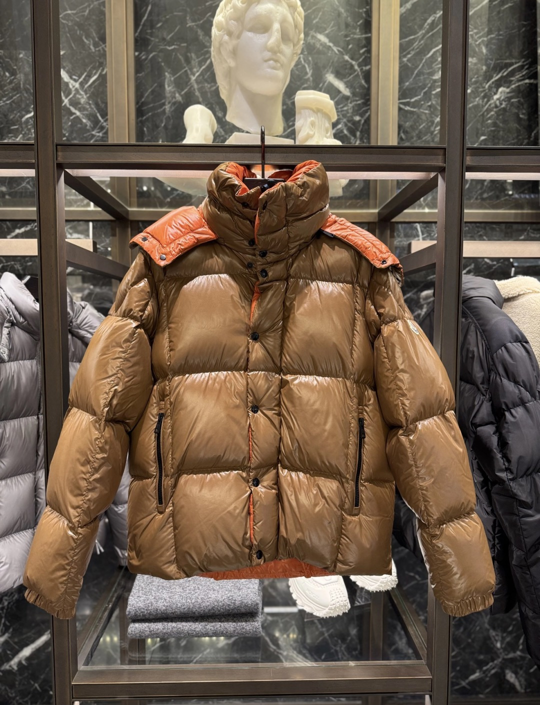 Moncler Jacket Brown Hooded M-l