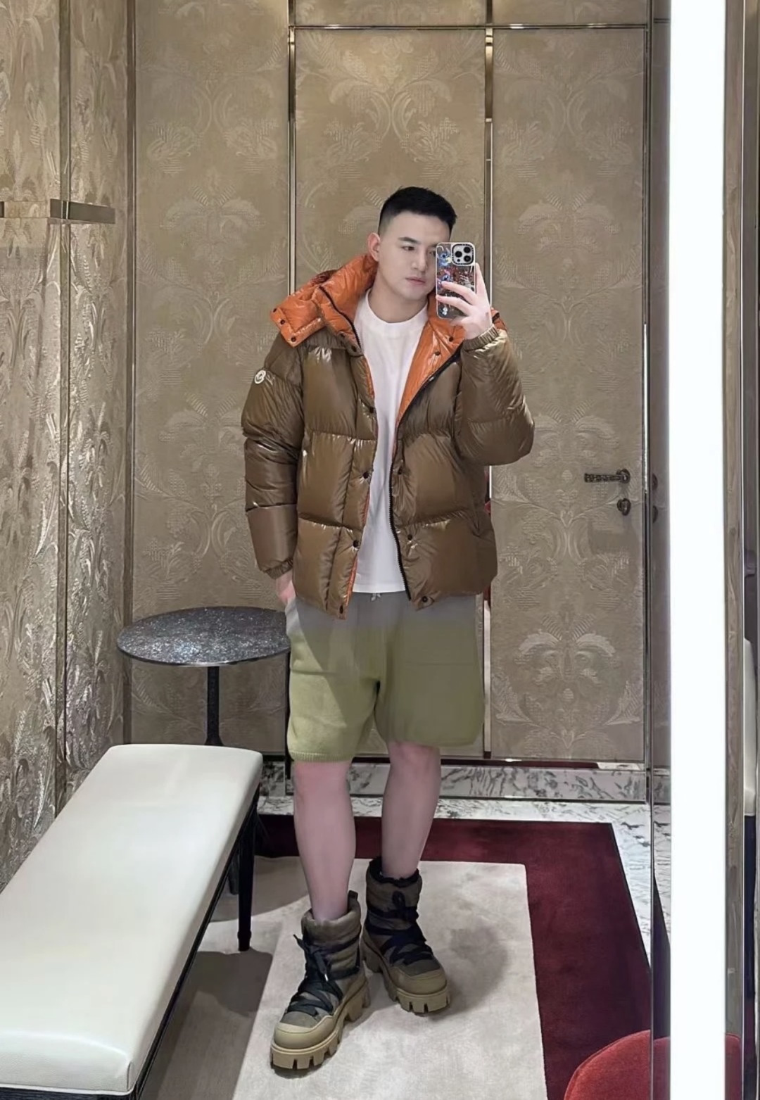Moncler Jacket Brown Hooded M-l