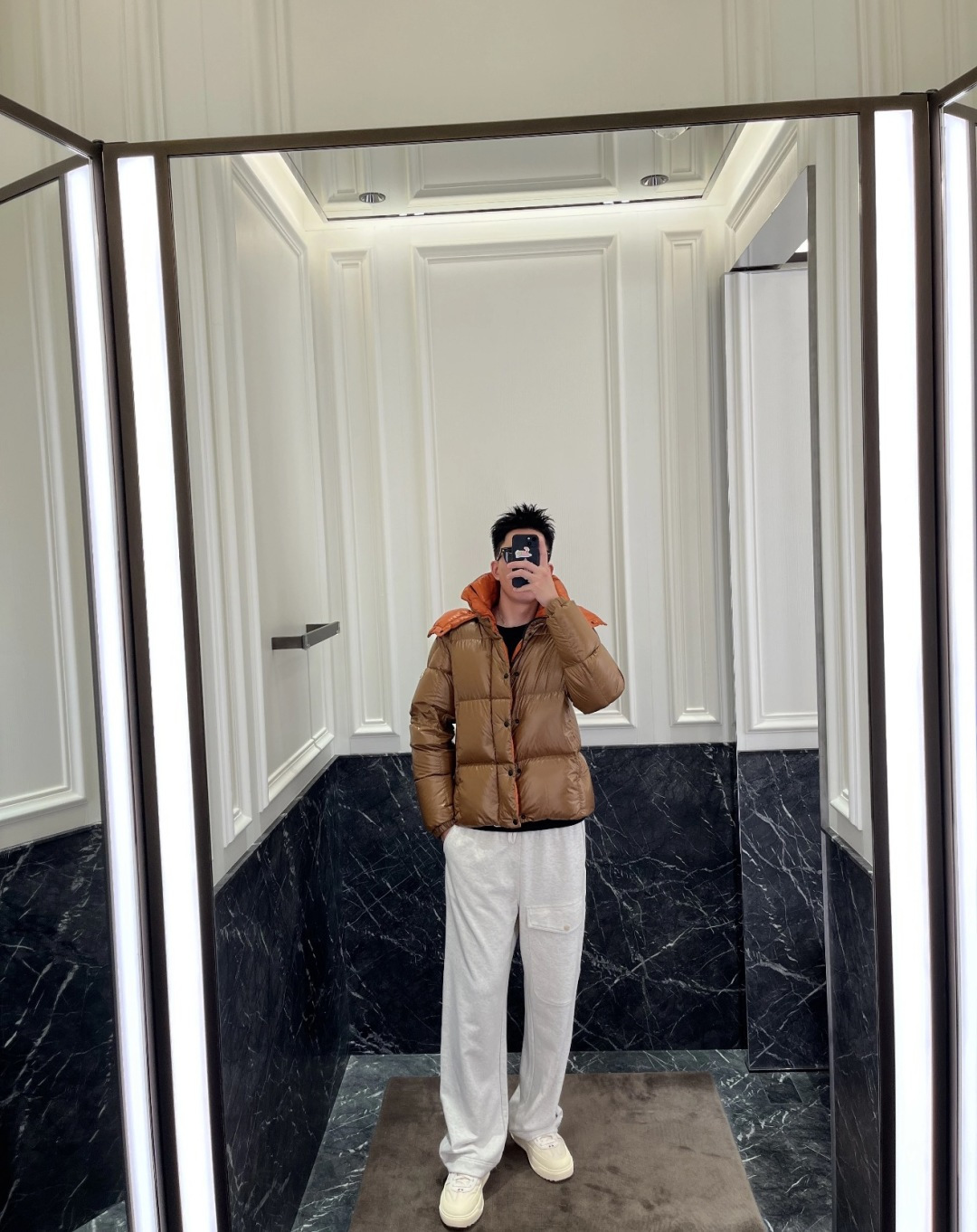 Moncler Jacket Brown Hooded M-l