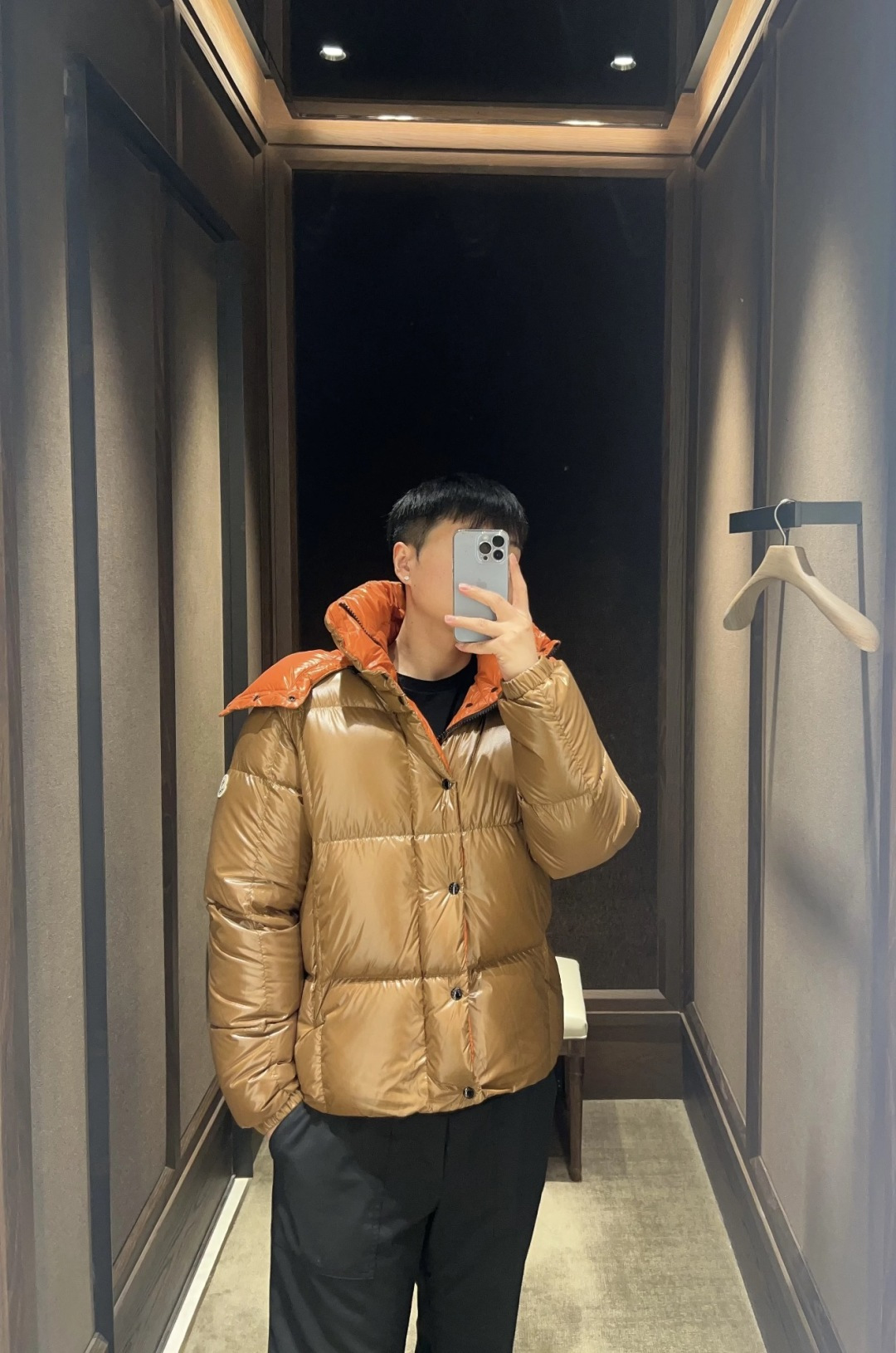 Moncler Jacket Brown Hooded M-l
