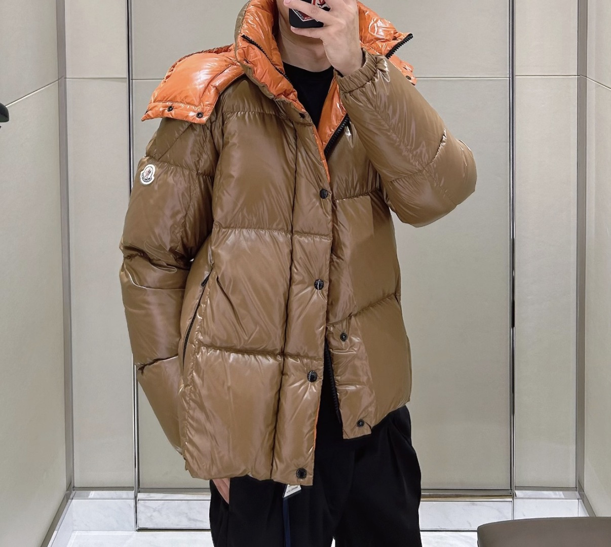 Moncler Jacket Brown Hooded M-l