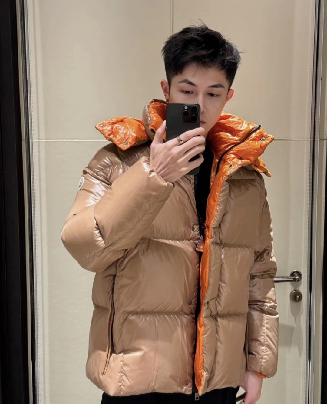 Moncler Jacket Brown Hooded M-l